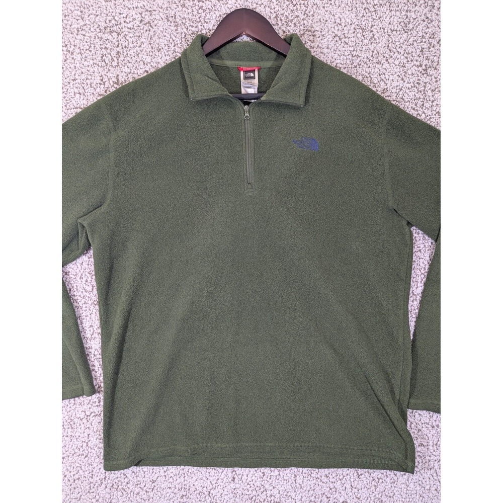Eddie Bauer 1/4 Zip Pullover Men Size XL Green Sweater Jacket Fleece Long Sleeve
